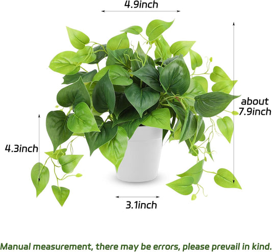 Artificial Plants Fake Pothos with Plastic Pot Artificial Potted Plant for Home Office Bedroom Indoor Outdoor Decor 1 Pack