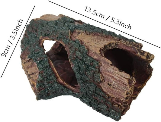 Aquarium Decaying Trunk Ornament, Resin Fake Logs Fish Tank Decor with Holes, 5.3 inch Driftwood Wood Decorations Ornament, Hollow Betta Hideout Reptile Hideaway Caves, Turtle Tree Trunk Hide Cave