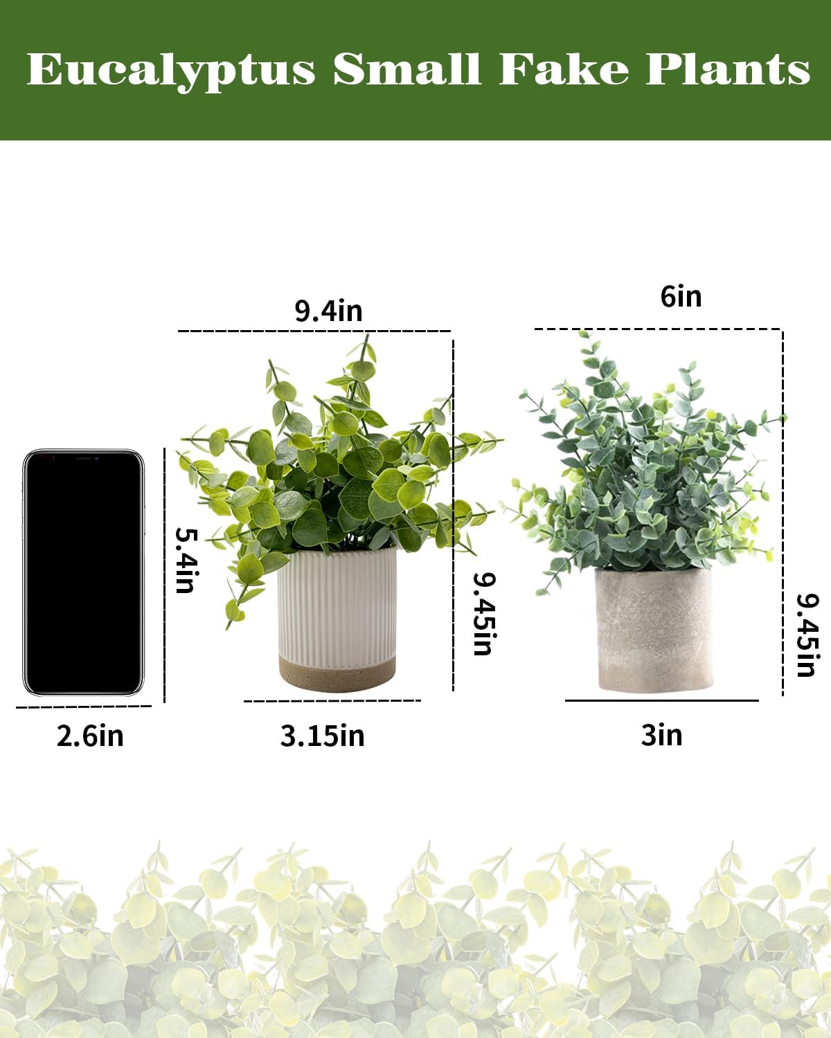 Small Fake Plants Mint Artificial Potted Plants,Green