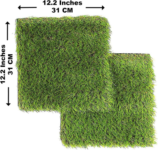 Artificial Grass Square Tiles, 12.2 x 12.2 Inch (2 Pack)