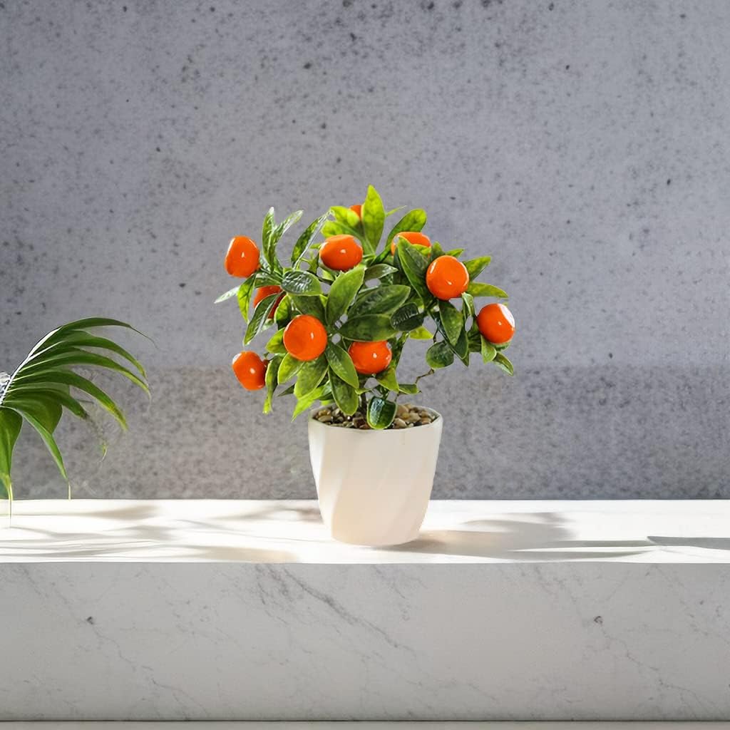 Artificial Lemon Tree Potted Plants, 10 Inch Artificial Fruit Bonsai Tree Lemon Decor, Yellow Lemon Decorations for Home Kitchen Decor(Yellow)