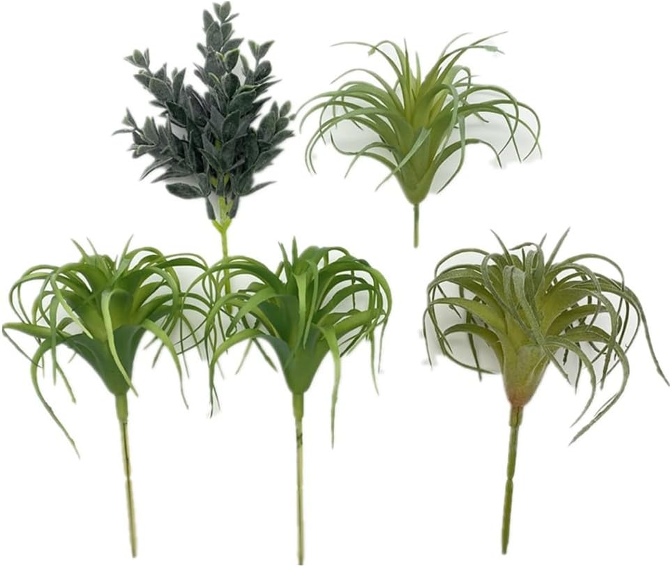 POANTA 5 Pack Assorted Artificial Succulents Air Plants Set Unpotted Realistic Greenery Plants Home Garden Decoration