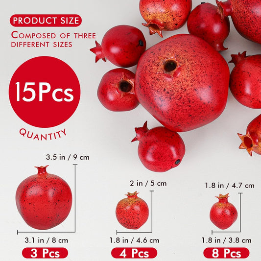 15Pcs Artificial Gold Apples for Decor,3 Types Different Size | Realistic look, plastic & foam material, no fade & rot, fruit bowl filler, table centerpiece