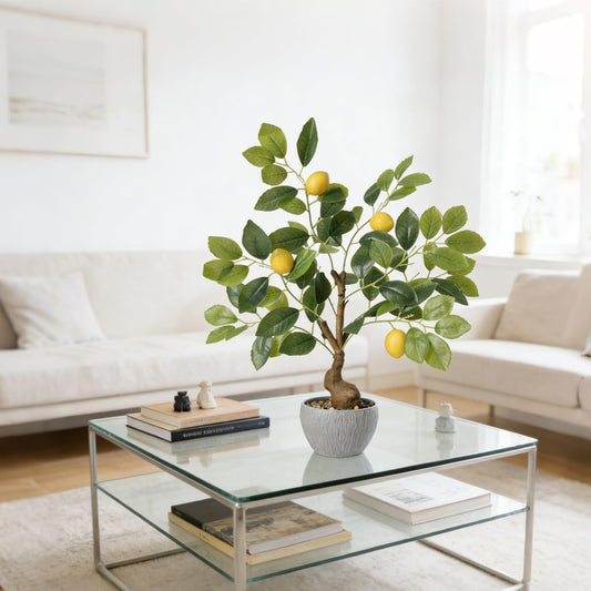 Artificial Lemons Decorations,17.7” Tall Lemon Tree Potted Plants,Real Like Lemons Tree with White Pot,Realistic Decorative Plants Indoor Table Decor, Fake Lemon for Kitchen Bathroom Decor