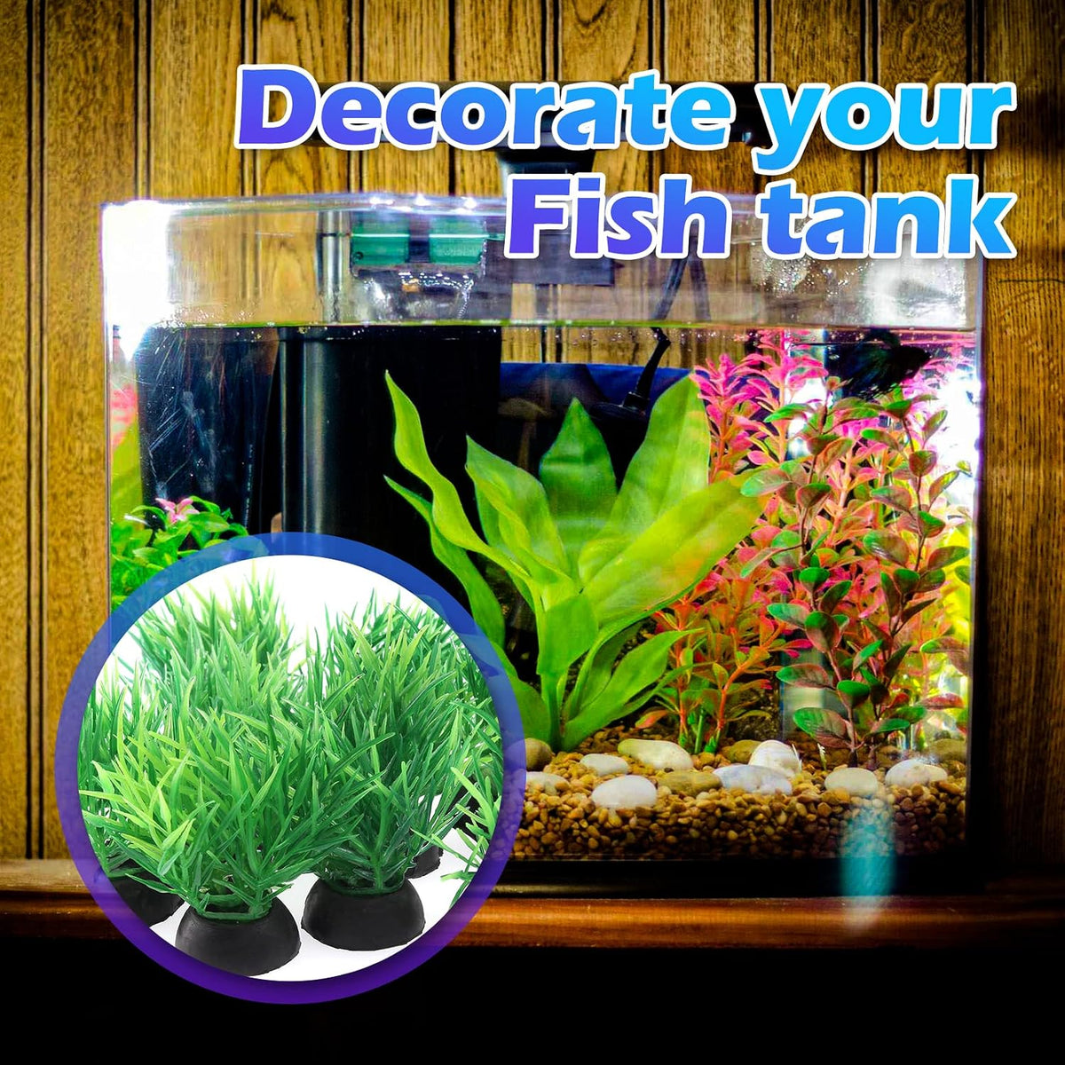 Green Aquarium Plant Ornaments, Artificial Water Plants, 10 Pcs
