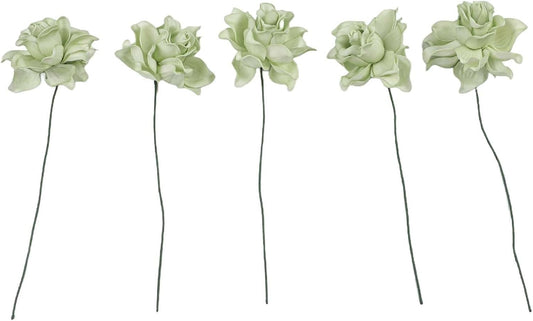 Pack of 5 EVA Artificial Gardenia Flowers, Designed for Home and Occasion Decoration, Offering Realistic Look and Flexible Stem Arrangement (White)