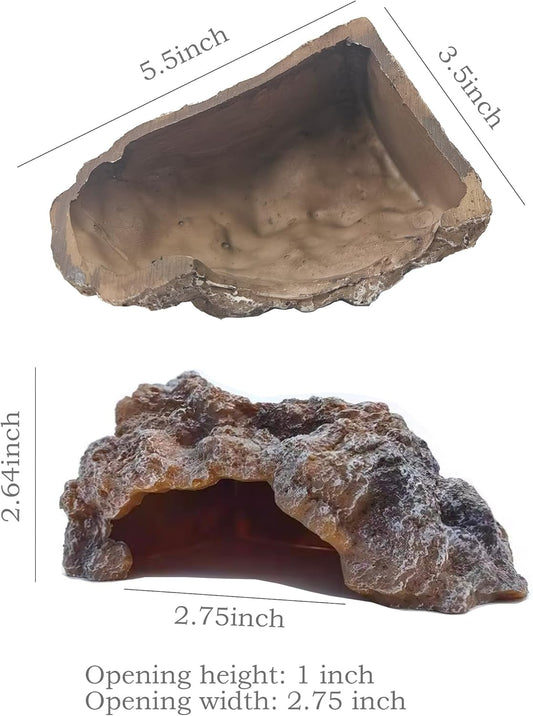 Reptile Hide Cave,Resin Rock Snake Hides for Ball Python, Leopard Gecko Hides, Reptile Tank Accessories for Bearded Dragon, Tarantula, Hermit Crab, Aquarium Cave for Fish Tank Rocks, Terrarium Decor