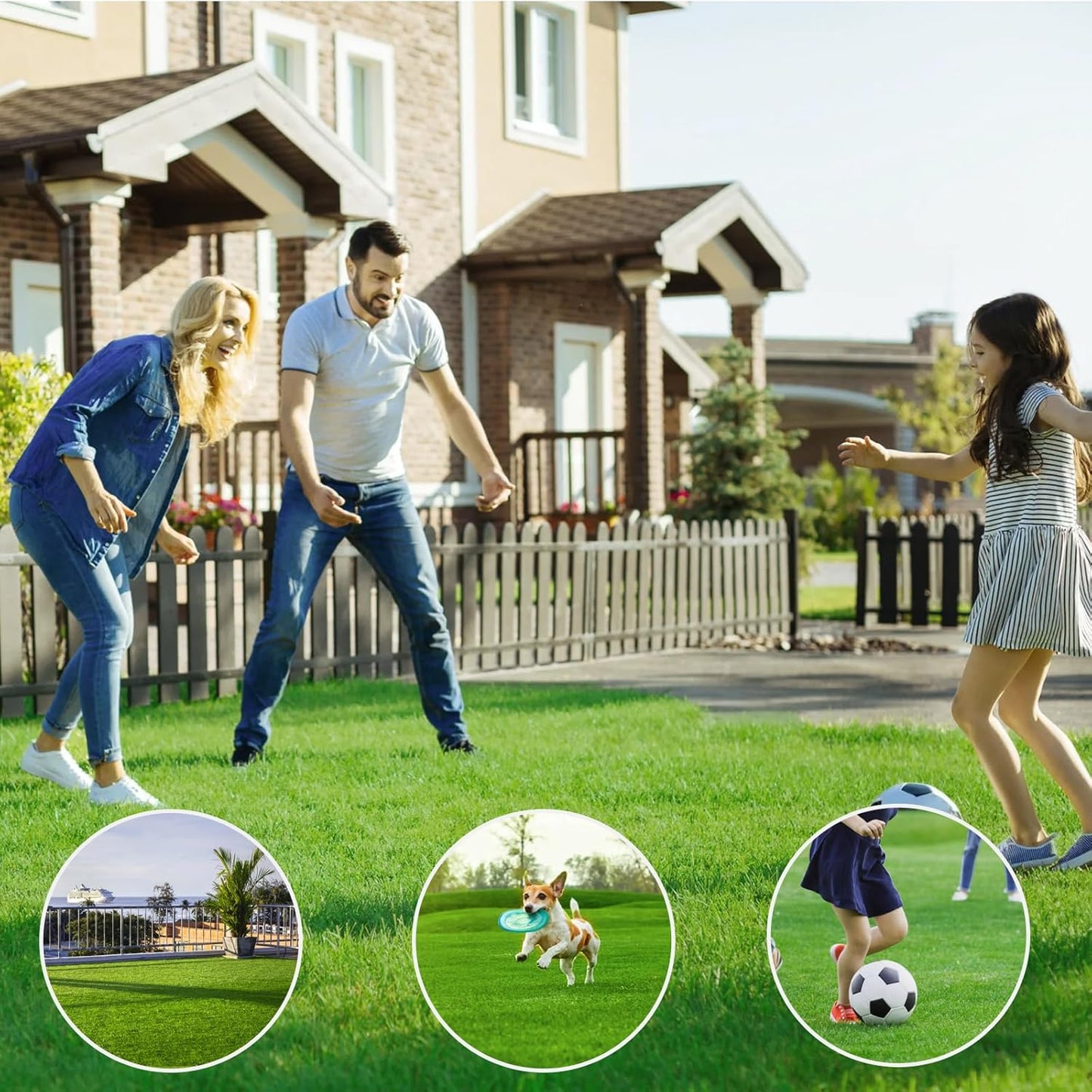 Artificial Turf Grass 4 FT 10 in × 8 FT, Realistic Fake Grass Rug with Drainage, 0.8" Height Outdoor Indoor Synthetic Grass Carpet Mat for Dogs, Balcony, Patio, Backyard, Customized