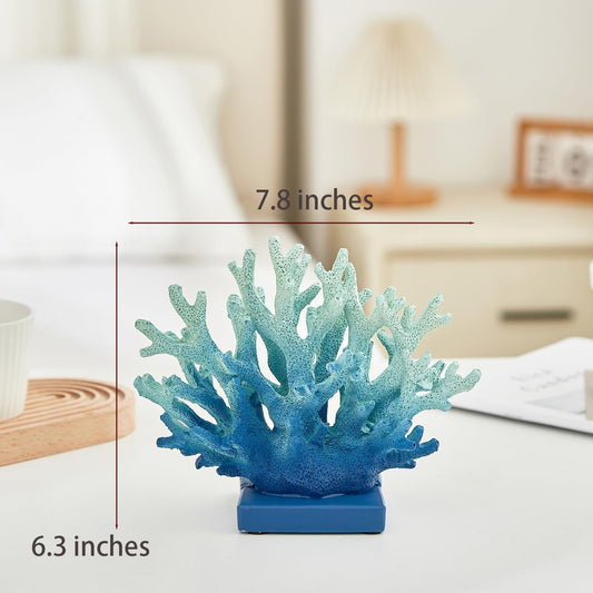 Artificial White Coral Décor, Nautical Coral Reef Decorations for Home, Marine Style Decoration, Ocean Themed Cabinet Shelf Tabletop Decor (White)