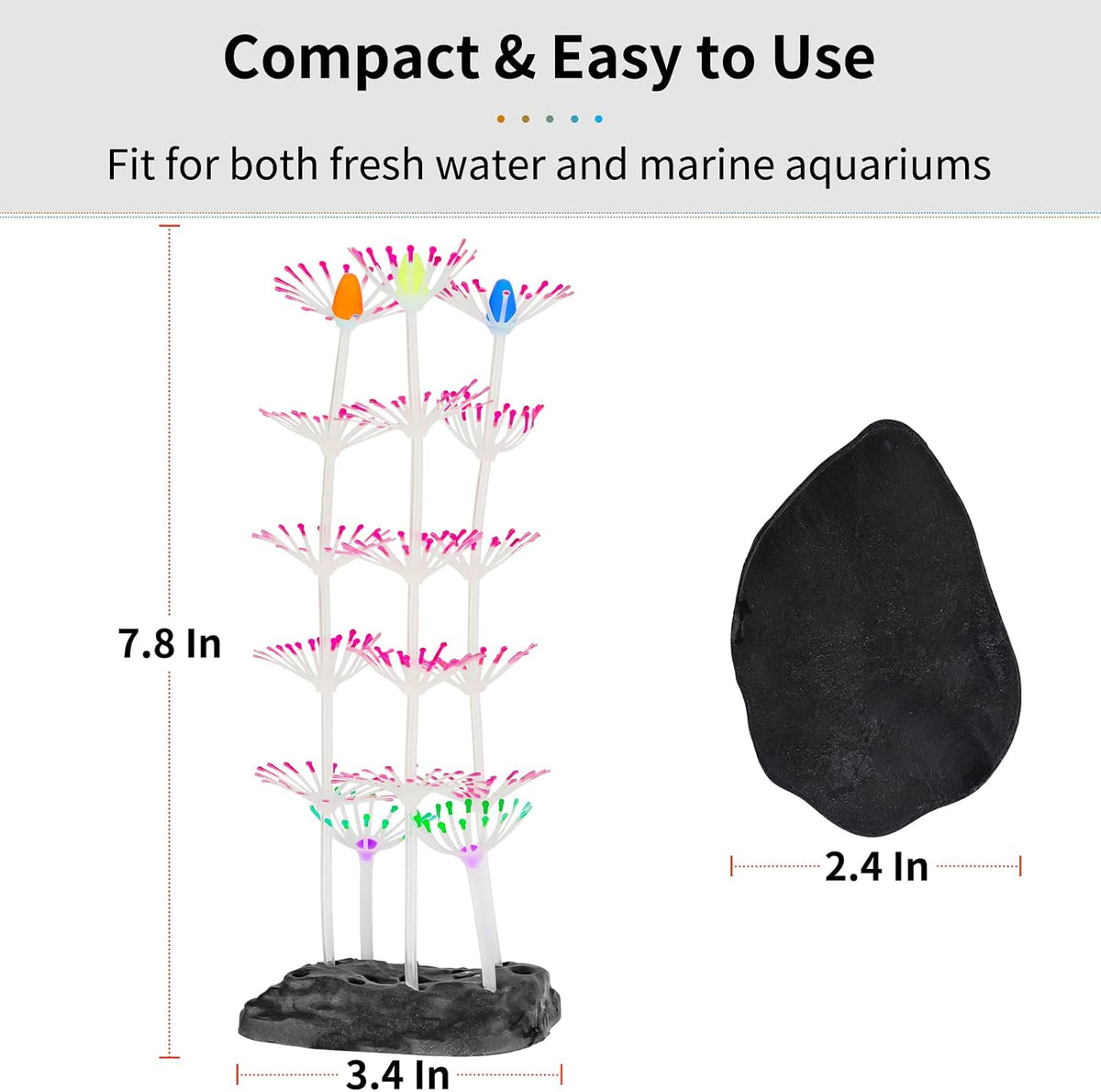 Strip Coral Plant Ornament Glowing Effect Silicone Artificial Decoration for Fish Tank, Aquarium Landscape - Green