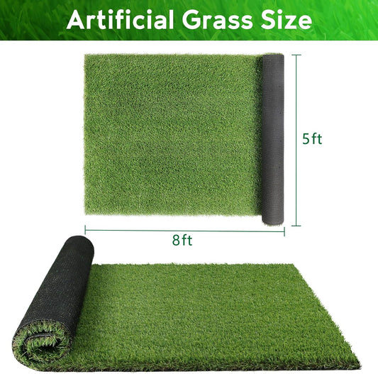 Extra Large Artificial Grass Pad for Dogs Potty - 5 FT X 8 FT Thickness & Pets Friendly Fake Turf Grass for Dog Kennel Outdoor Patio Balcony