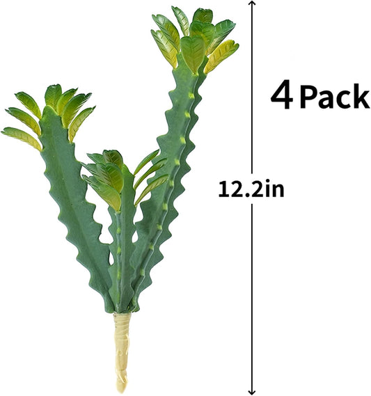4 Pack12.2 inch Artificial Succulents Artificial Cactus Plant Fake Cactus Unpotted Artificial Succulent Plants Home Garden Office Indoor and Outdoor Decor (4)