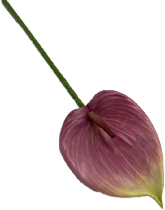 8pccs Artificial Anthurium Plant 3D Print Latex Alocasia Real Touch Flamingo Lily Flower (light purple)