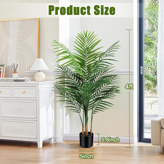 Artificial Palm Tree Outdoor 6ft, Large Fake Tropical Areca Palm Tree with 18 Trunks, Tall Faux Floor Plants for Indoor Outdoor-Living Rooms, Offices, Bedroom Home Decor