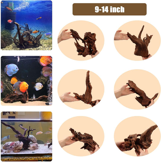Driftwood for Aquarium, 2 Pieces 14-18 Inches Large Natural Drift Wood Fish Tank Assorted Branch Decorations for Reptile Hide - Colors C