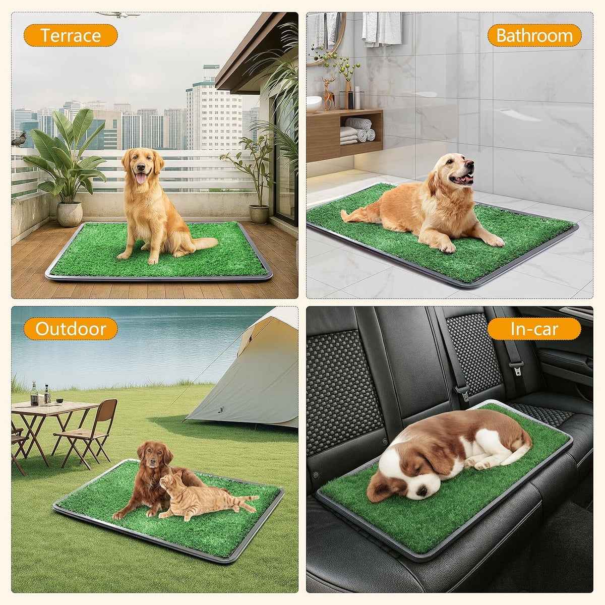 Dog Grass Pad with Tray, 35 x 23 in, 2 Replacement Turf Pads