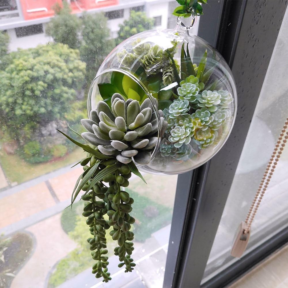 6 Pcs Unpotted Fake Succulents Assorted Faux Succulent in Different Green Artificial Hanging Succulents Textured Faux Succulent Pick Hanging String of Pearls Plant for Wedding Centerpieces