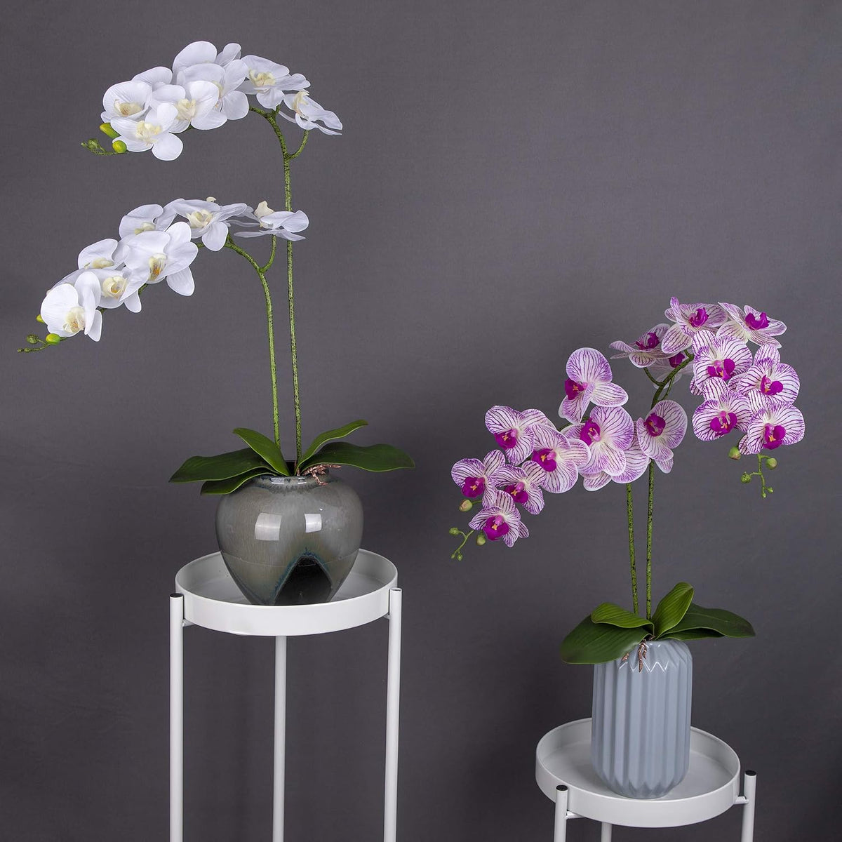 Orchid Leaves Artificial Phalaenopsis Stems Leaf Real Touch 8" 2pcs