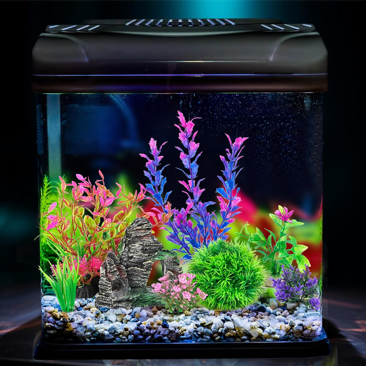 Aquarium Artificial Plants & Rock Cave Betta Fish Tank Decor Set