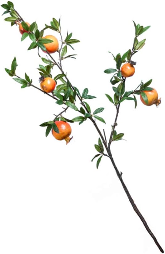 Artificial Pomegranate Tree Lifelike Pomegranate Branches Holly Berries Stems Picks for Home Dorm Office Decor (Orange)
