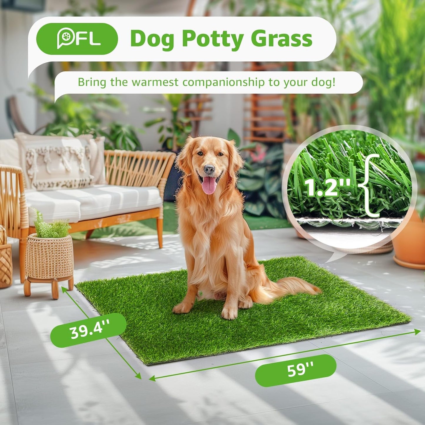 Artificial Dog Grass Pee Pad 20”x 25” 2 Pack, Grass Pad for Dogs Indoor Potty Training, Replacement Turf for Puppy, Washable Reusable Realistic Fake Grass Mat for Apartment, Balcony