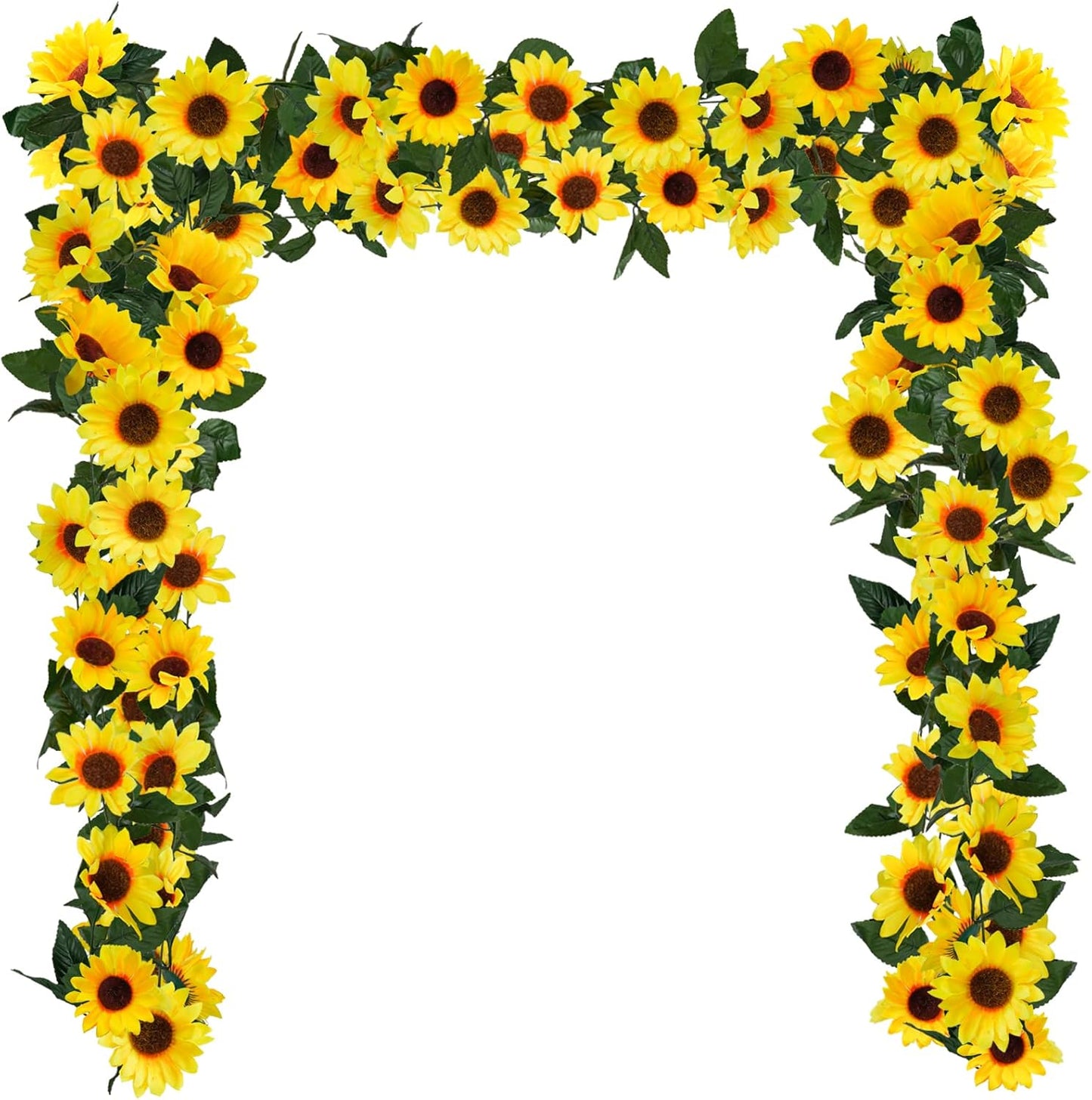 3 Pack Artificial Sunflower Garland, 7.5ft/Strand Silk Sunflowers Hanging Vines Flowers with Green Leaves for Room Kitchen Garden Birthday Wedding Baby Shower Party Table Decor Large