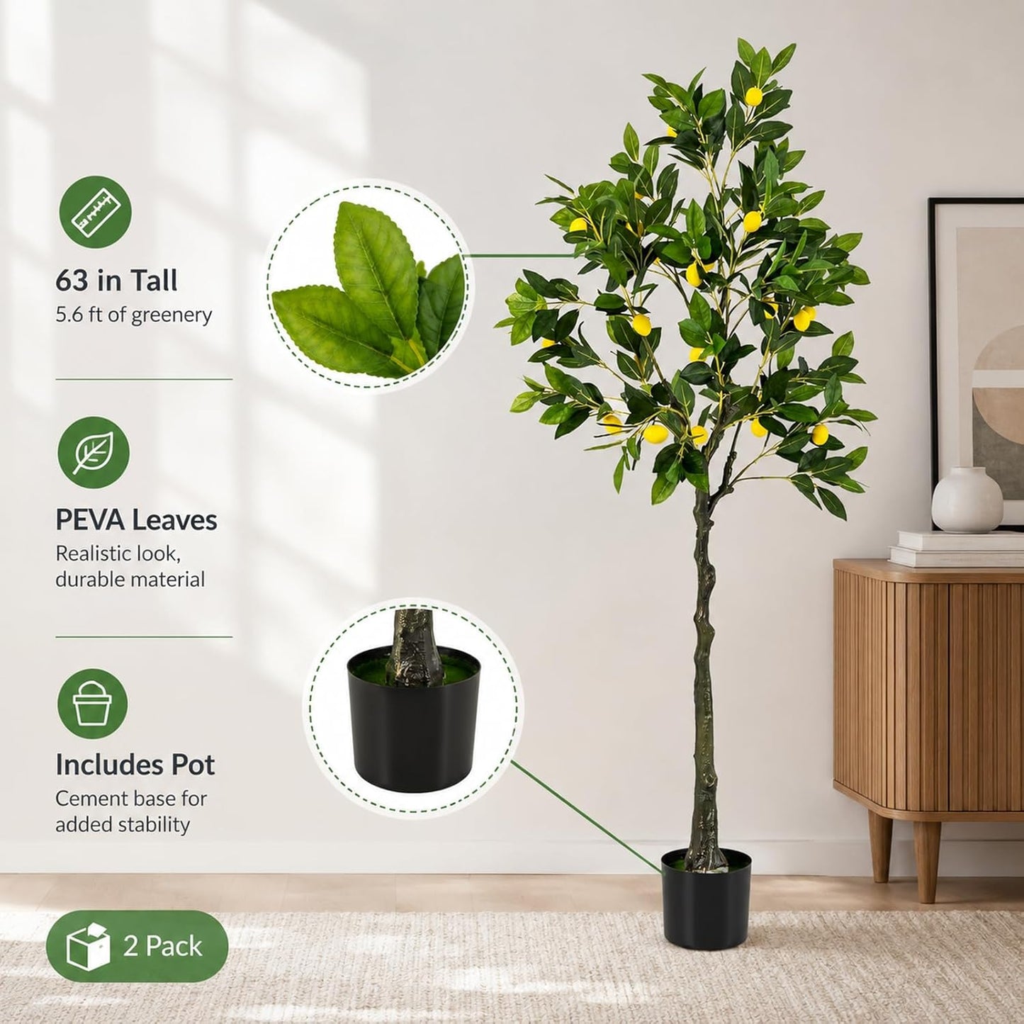 48'' Artificial Lemon Tree with Lemon Fruits for Indoor Outdoor Décor
