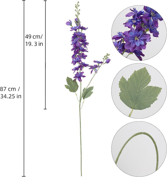6PCS Blue Delphinium Artificial Flowers 33" Larkspur Silk Flowers for Tall Vase Long Stem Fake Blue Flowers for Wedding Centerpieces Faux Flowers for Home Decor Indoor (Blue)