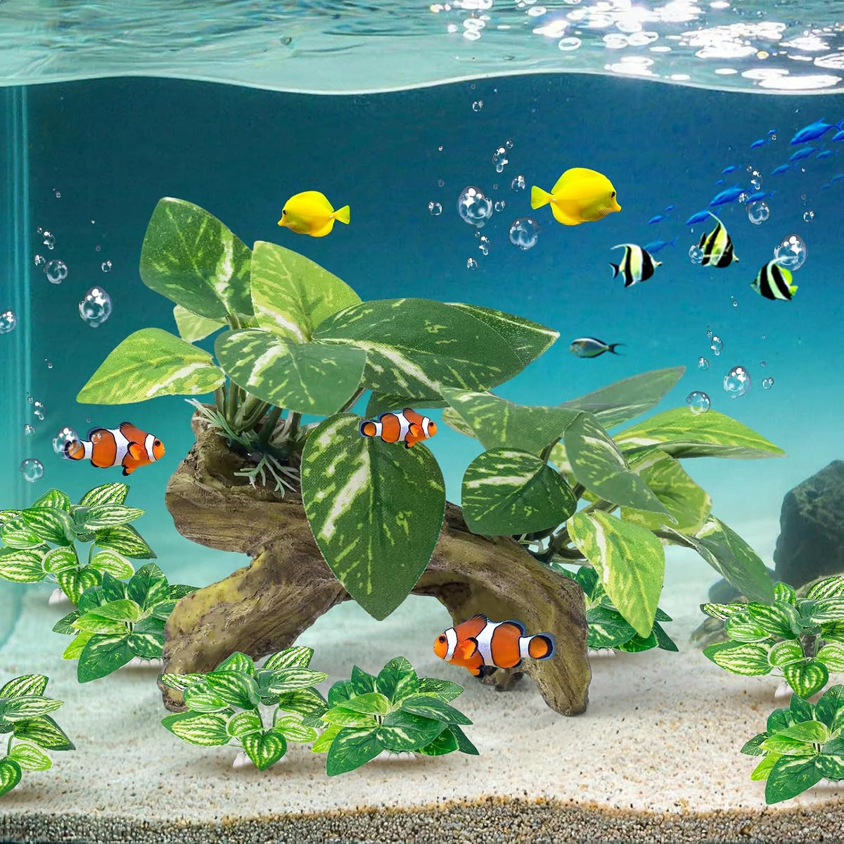 CousDUoBe Betta Fish Tank Decor,Silk Aquarium Plants Green Fish Tanks Decoration Plants, Aquarium Decorations Green Plants