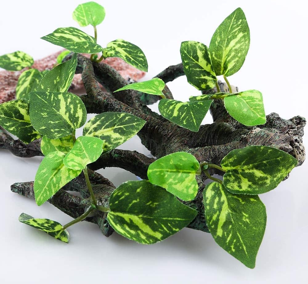 Reptile Corner Branch Terrarium Plant Decoration with Suction Cup for Amphibian Lizard Snake Climbing