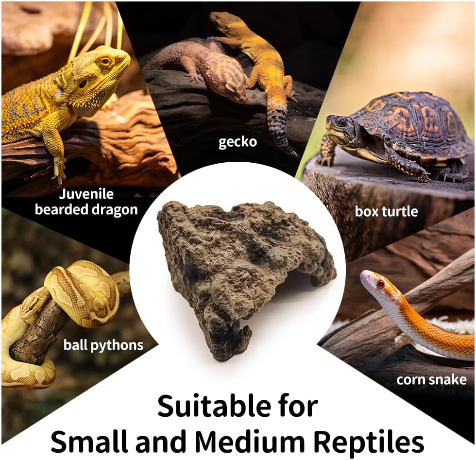 Reptile Hide Bearded Dragon Cave Hideouts Habitat Décor for Snake (Medium)