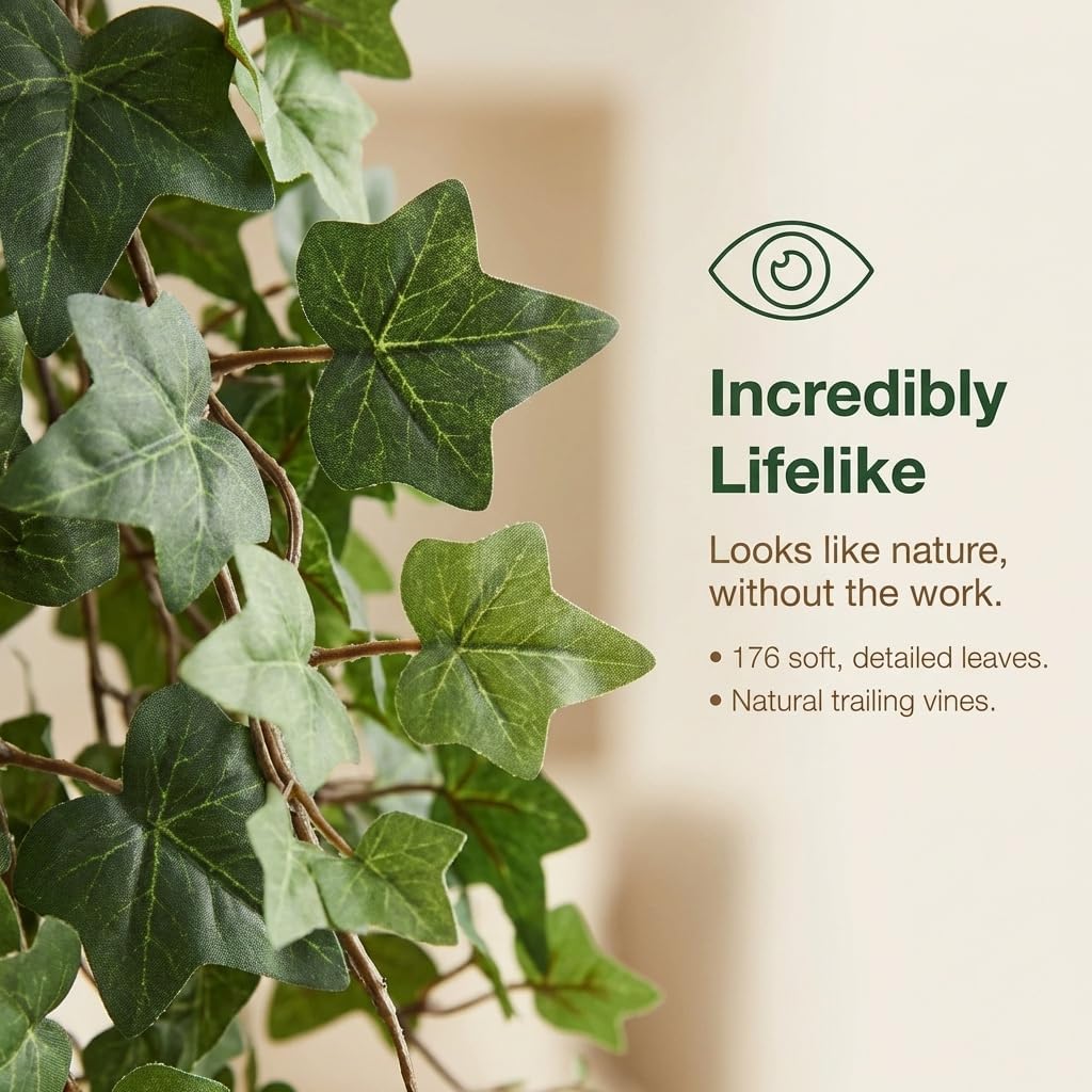 Artificial English Ivy Plant, 13-Inch, 176 Leaves