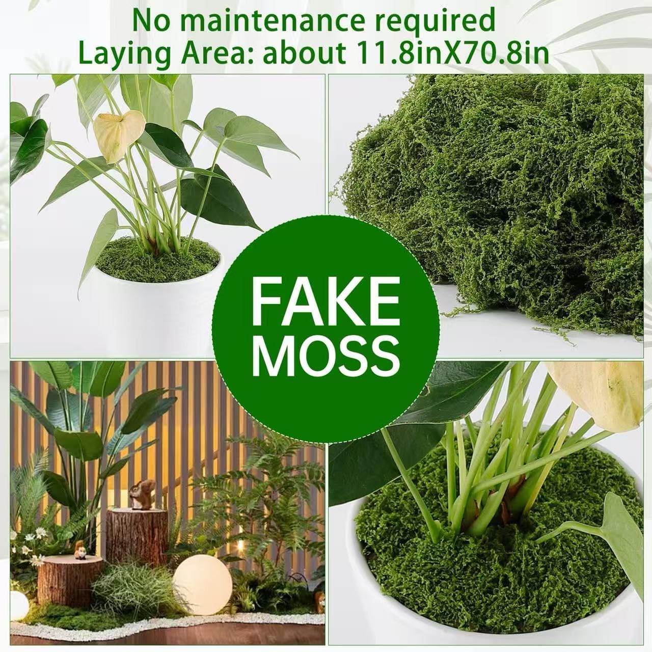 Artificial Moss for Crafts, 5.3OZ Fake Green Moss for Potted Plants, Faux Moss Decor for DIY Decorative, Walls,Table Centerpieces Decor Fairy Garden Model Making (150g)