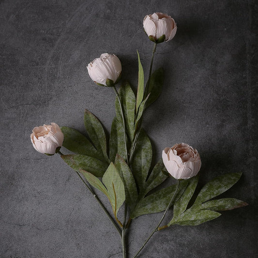 6 Pcs 27" Faux Silk Peony Artificial Flowers Stems for Vase(Cream) | Bulk Fake Peonies Branches with Stems, for DIY Bouquet Centerpieces Wedding Fillers Arrangements Shower Decoration