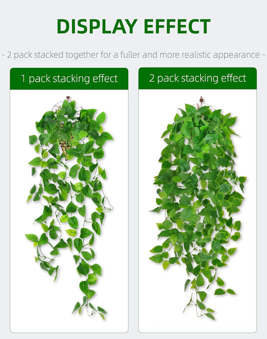 2 Pack Artificial Hanging Ivy Plants 3.6ft
