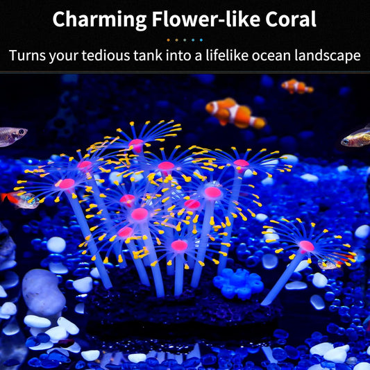 Glowing Effect Artificial Coral Plant for Fish Tank, Decorative Aquarium Ornament, Orange