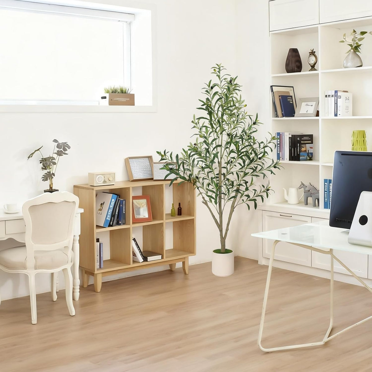 Faux Olive Tree Olive Trees Artificial Indoor with White Planter (5 FT)