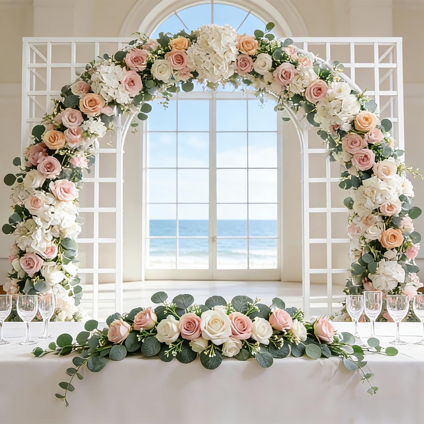 40 Pcs Faux Eucalyptus Leaves Stems Bulk Silver Dollar White Seed Artificial Greenery Stems Fake Sprays Branches for Wedding Table Centerpiece Bouquet Garland Floral Arrangement Home Decor