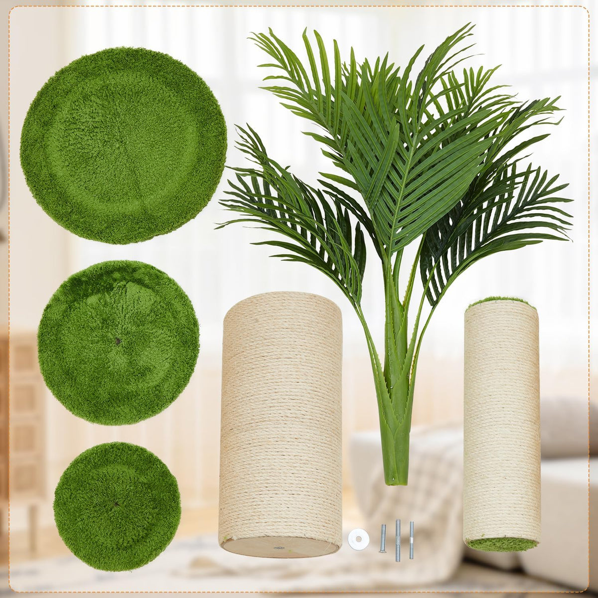 82.7'' Tall Modern Cat Tree for Indoor,Artificial Areca Palm Tree Cat Tower
