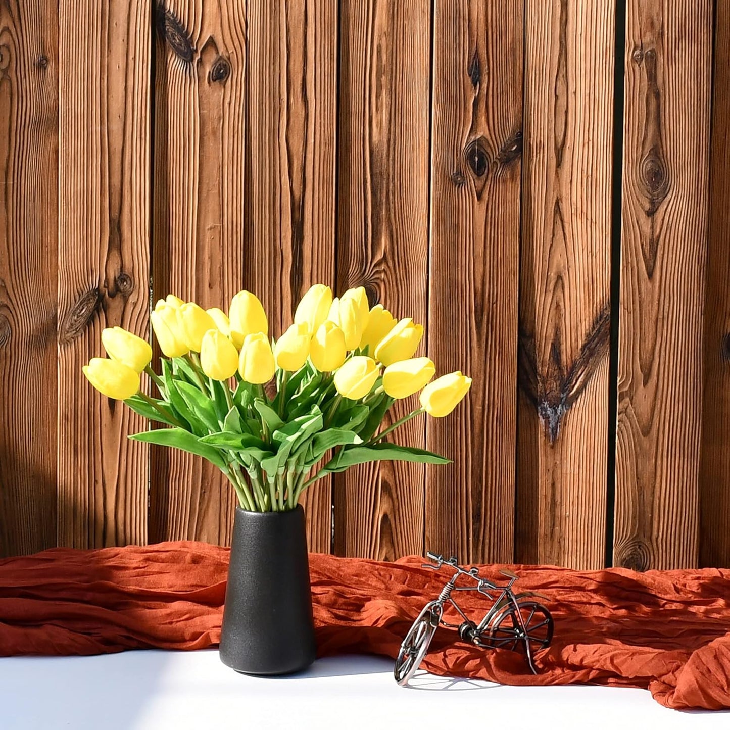 Artificial White Tulips 20 Pcs – 13.5 Inch PU Faux Flowers with Bendable Stems for Home Décor, Wedding Centerpieces, DIY Floral Arrangements, New Year and Valentine's Day