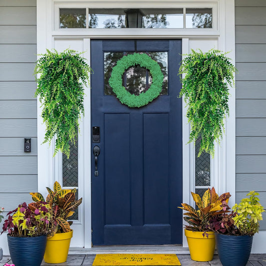 Artificial Hanging Plants Fake Hanging Plant Faux Hanging Boston Ferns Fake Ivy Vines Greenery UV Resistant Plastic Plants for Indoor Outdoor Room Wall Wedding Patio Porch Decor
