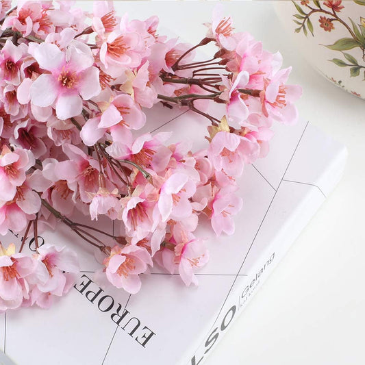 4PCS 15.7" Cherry Blossom Branches Artificial Pink Flowers