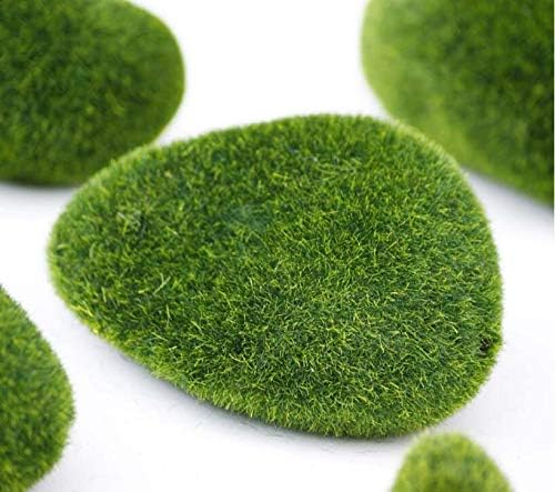 6 Pieces Assorted Sized Artificial Green Moss Green Rock Moss Ball Decorative Faux Stones for Fairy Gardens Terrariums Micro Landscape Decor and DIY Crafting