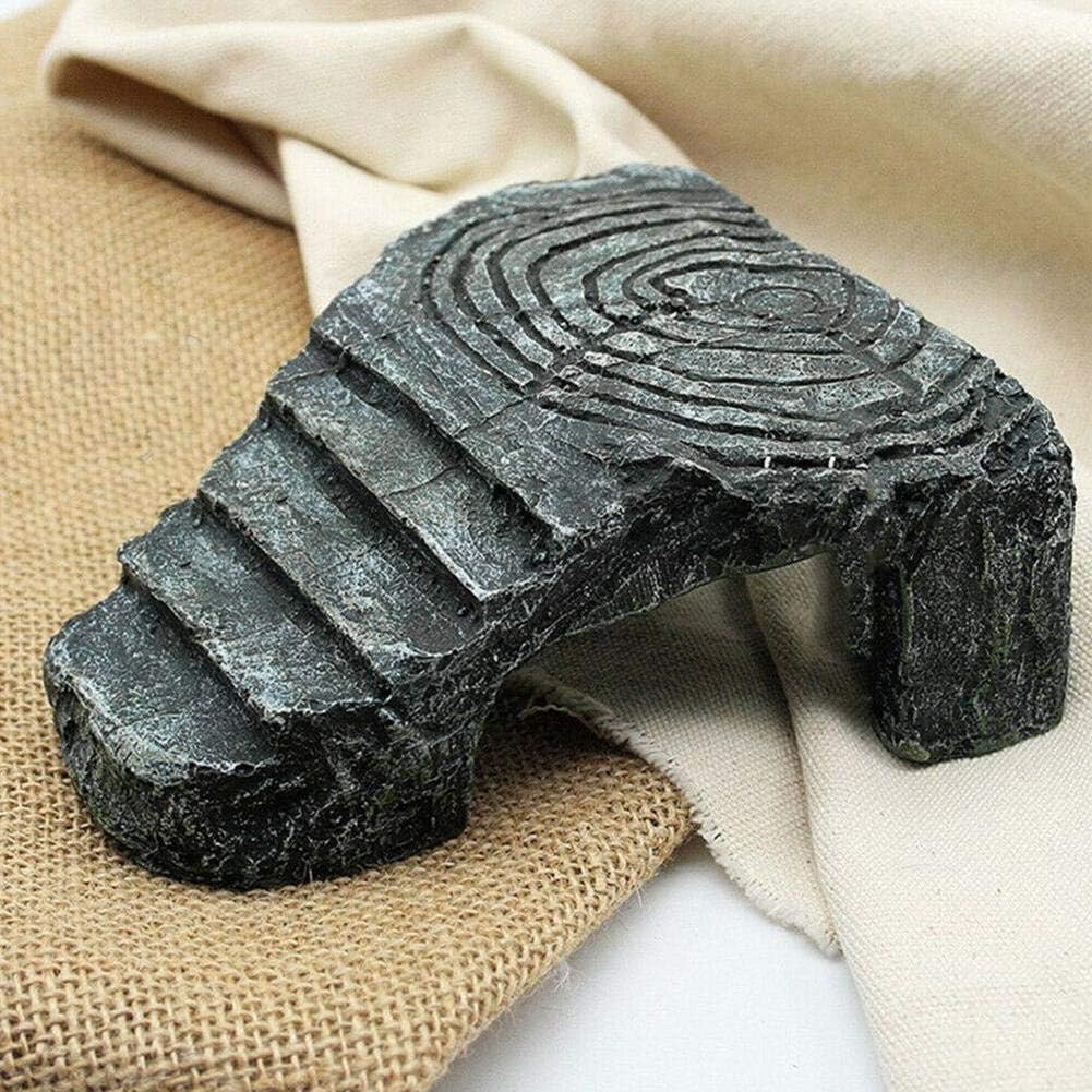 Reptile Basking Rock Tank Ornament Lizard Gecko Turtle Climbing Ladder Platform Toad Rest Hiding Cave Platform
