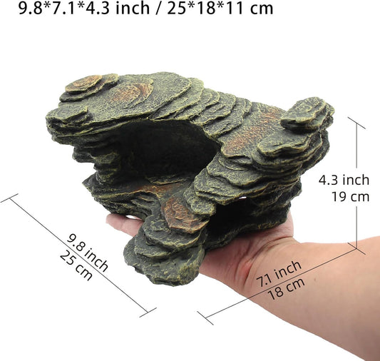 Turtle Basking Platform Shale Scape Step Ledge, Reptile Ladder Resting Terrace Aquarium Decor, Great for Reptiles, Amphibians, Frogs, Small Turtle