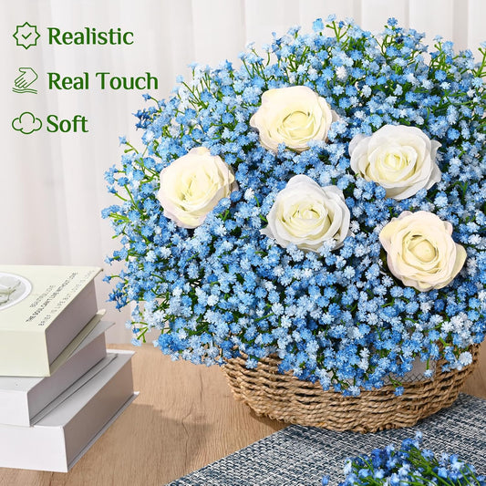 Fake Fall Flowers, Real Touch Babys Breath Artificial Flowers, Orange