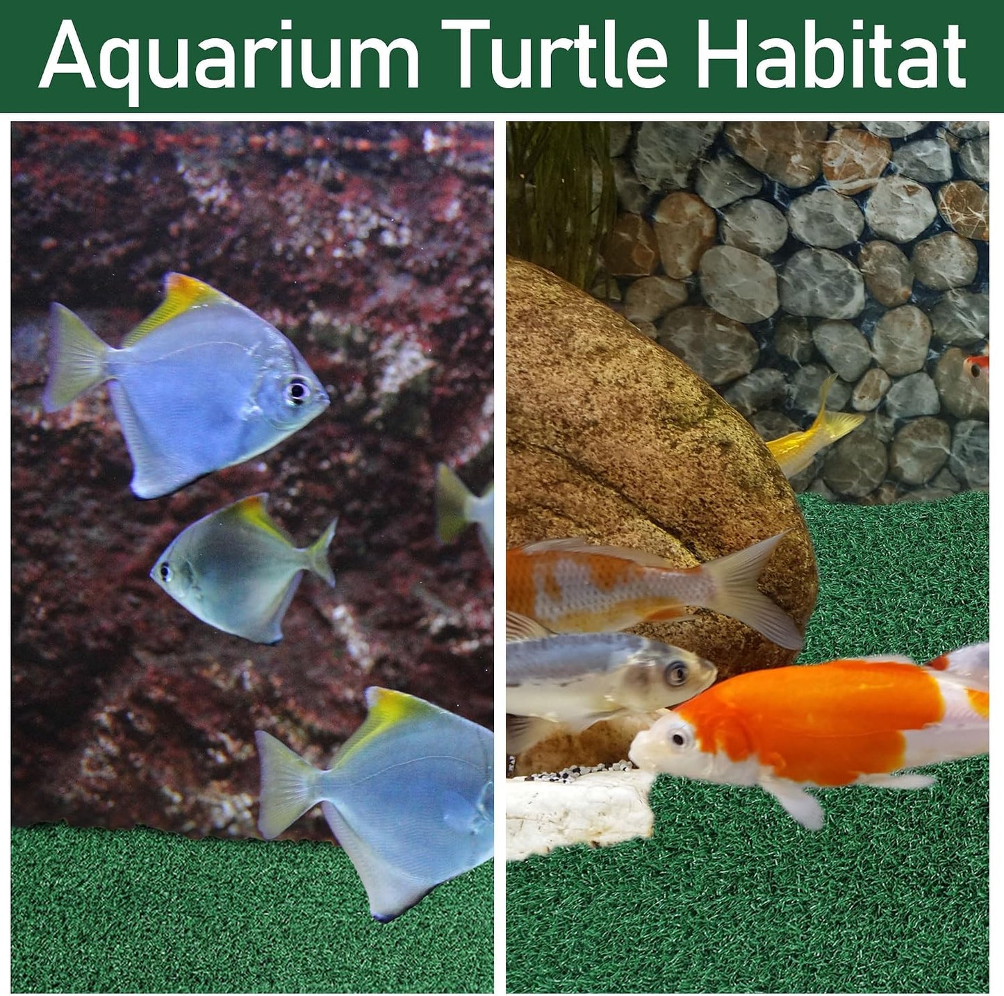 Aquarium Artificial Grass Turf, Turtle Aquarium Basking Platform Accessories Grass Lawn, Pet Turf Artificial Fake Grass Mat