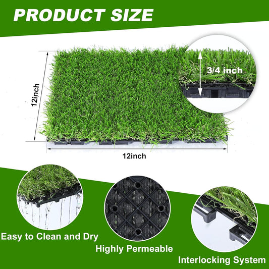 Artificial Grass Tiles Interlocking Turf Squares Deck 9 Pack