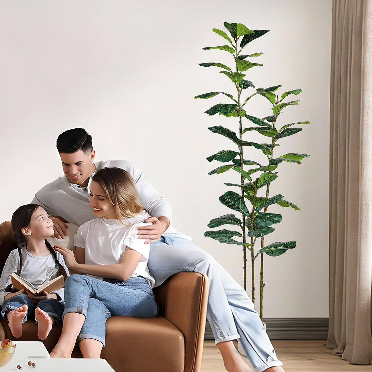 5ft Artificial Fiddle Leaf Fig Tree with Green Moss