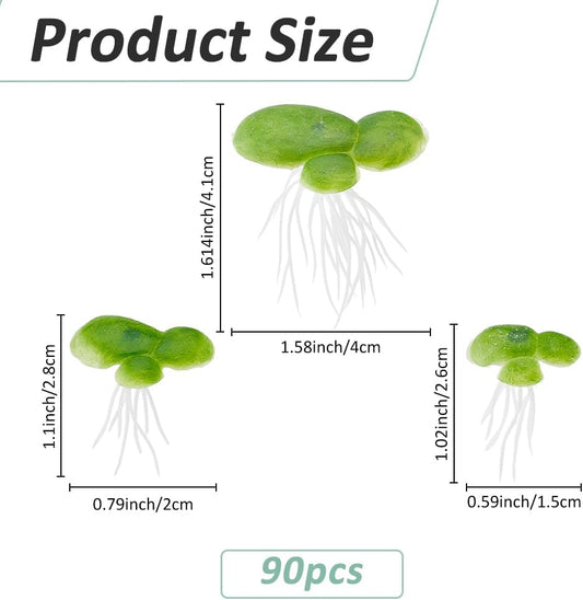 90PCS 3 Sizes Artificial Floating Duckweed Plastic Aquarium Floating Plant Artificial Floatings Plants Fish Tank Plant Simulation Floatings Plants for Fish Tank Aquariums